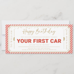 Carte Cadeau Anniversaire Première Voiture Rouge