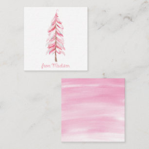 Carte cadeau Arbre de Noël Aquarelle rose