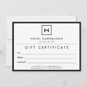 Carte Cadeau avec Logo de Boîte et Votre Initiale