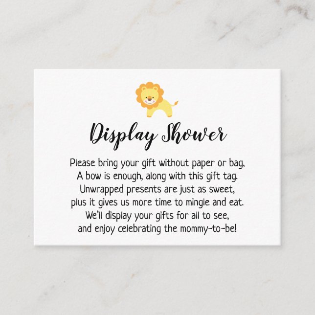Carte cadeau Baby shower simple avec Lion (Devant)