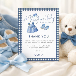 Carte Cadeau Bébé Fille en Vichy Bleu Jean