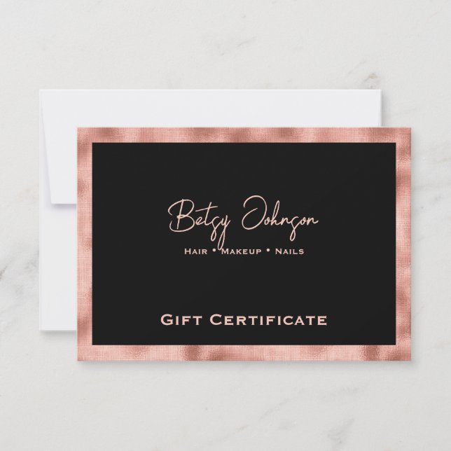 Carte cadeau Black & Faux Rose Gold Foil (Devant)