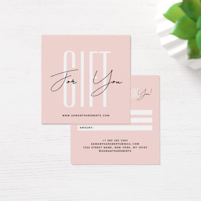 carte cadeau blush écriture typographique d'entrep (Bureau)