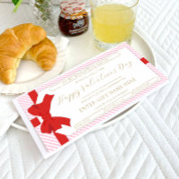 Carte cadeau Bow Pink Stripe Valentine's Day