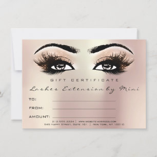 Carte Cadeau cadeau de certificat de maquillage rose ros