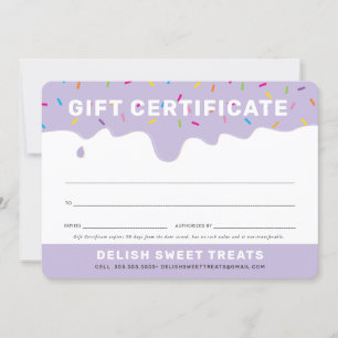 Carte CADEAU CERTIFICAT couleur de dégivrage arrose lila