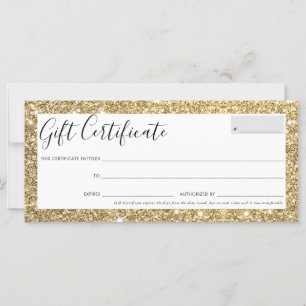 Carte CADEAU CERTIFICAT élégant chic glam parties scinti