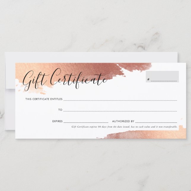 Carte CADEAU CERTIFICAT jolie rose doré chic (Devant)