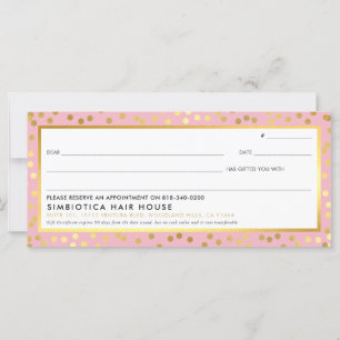 Carte CADEAU CERTIFICAT moderne points glam faux or rose