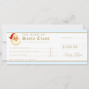 Carte Cadeau Chèque Santa Bleu