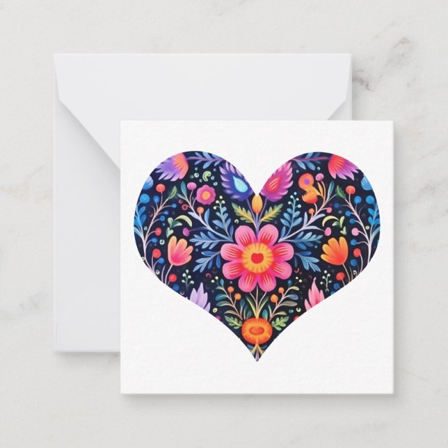 Carte cadeau Coeur Design Art folklorique mexicain (Devant)
