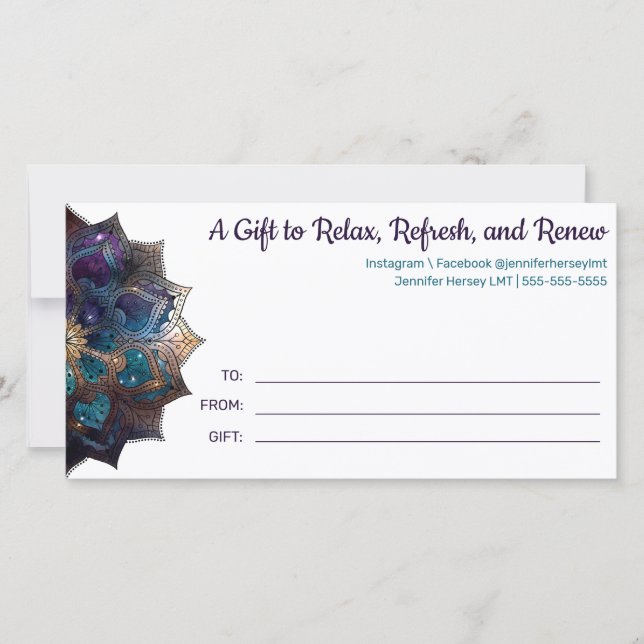 Carte cadeau Cosmic Purple Boho Mandala (Devant)