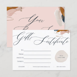 Carte cadeau d'affaires blanche et rose