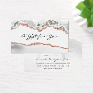 Carte cadeau d'affaires en agate or rose et blanc