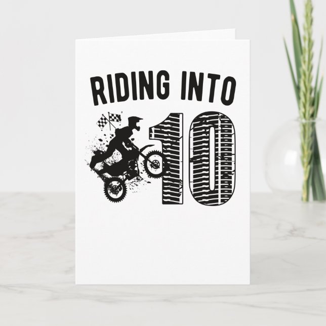 Carte Cadeau d'anniversaire 10 ans moto tout-terrain gar (Devant)