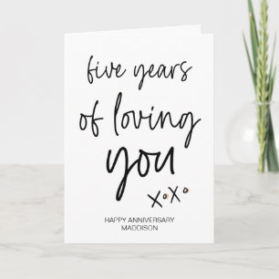 Carte Cadeau d'anniversaire de cinq ans pour mari