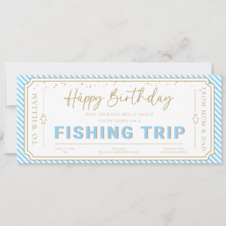Carte cadeau d'anniversaire pour un voyage de pêch