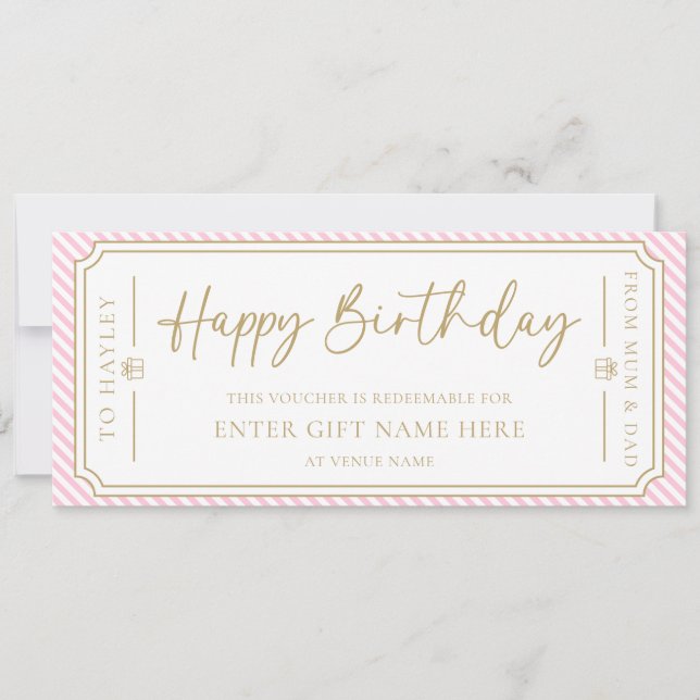 Carte cadeau d'anniversaire rose pâle joyeux (Devant)