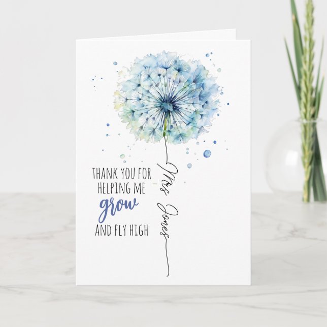 Carte cadeau d'appréciation du professeur dandelion fly  (Devant)