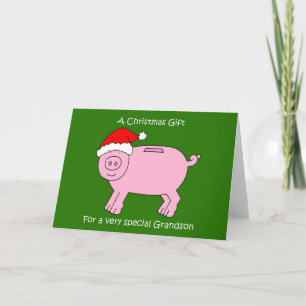 Carte Cadeau d'argent de Noël enfermé pour grand-fils