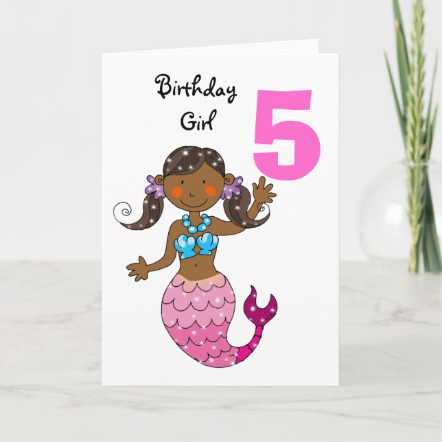 Carte Cadeau de 5e anniversaire pour une fille, mignonne (Devant)