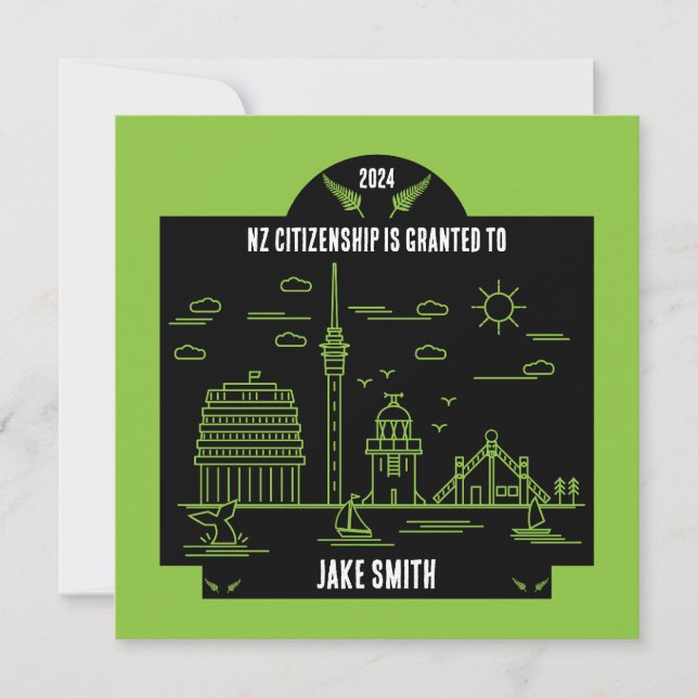 Carte Cadeau de célébration de citoyenneté néo-zélandais (Devant)