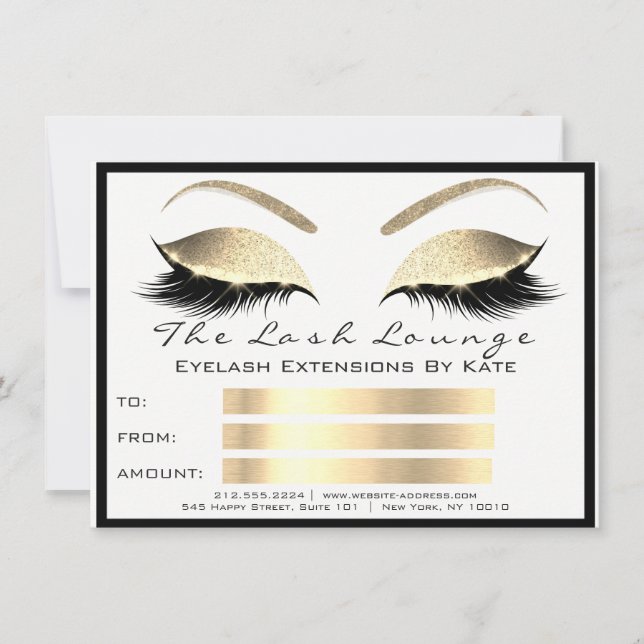 Carte Cadeau de Certificat de Maquillage en Or Blanc Lux (Devant)