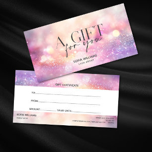 Carte cadeau de certificat rose Parties scintillan
