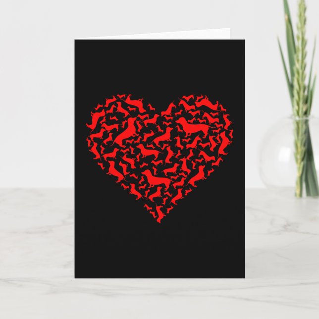 Carte cadeau de coeur rouge teckel pour la Saint-Valenti (Devant)