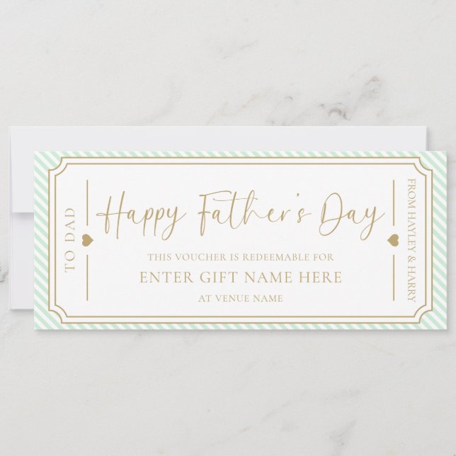 Carte cadeau de Fête des pères verte à la menthe (Devant)