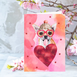 Carte Cadeau de la Saint-Valentin Chien Chihuahua Orange
