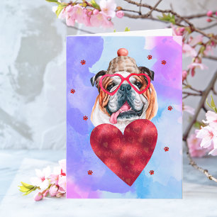 Carte Cadeau de la Saint-Valentin pour chien Bouledogue