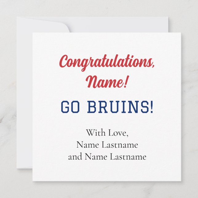 Carte cadeau de l'Université de Belmont (Go Bruins (Devant)