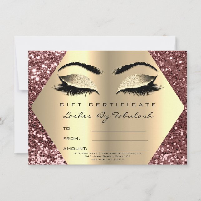 Carte Cadeau de maquillage Rose Gold Browns certificat c (Devant)