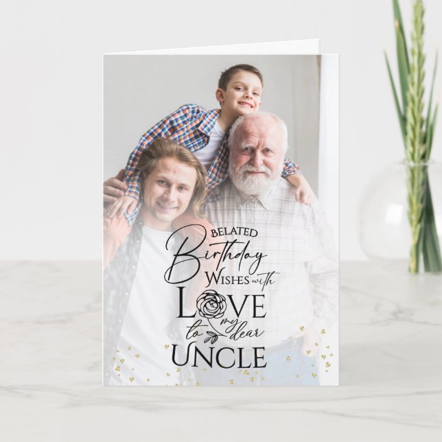 Carte Cadeau de naissance minimaliste pour oncle avec ph (Devant)