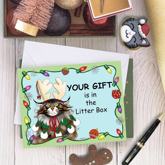 Carte Cadeau de Noël Chat Vert Drôle (Créateur téléchargé)