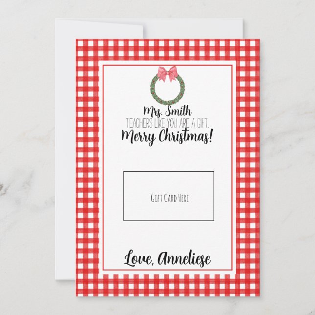 Carte cadeau de Noël de l'enseignant de la courge  (Devant)