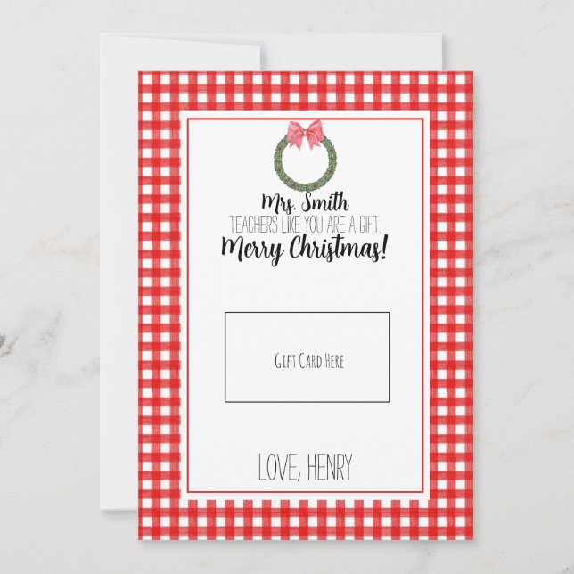 Carte cadeau de Noël de l'enseignant de la courge  (Devant)