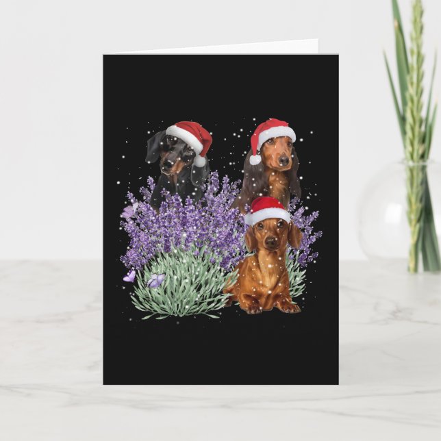 Carte Cadeau de Noël Fleur de Lavande Teckel Pour Elle (Devant)