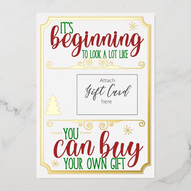 Carte cadeau de Noël Foil Funny Titulaire de bon (Recto)