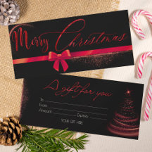 Carte cadeau de Noël moderne rouge et noir