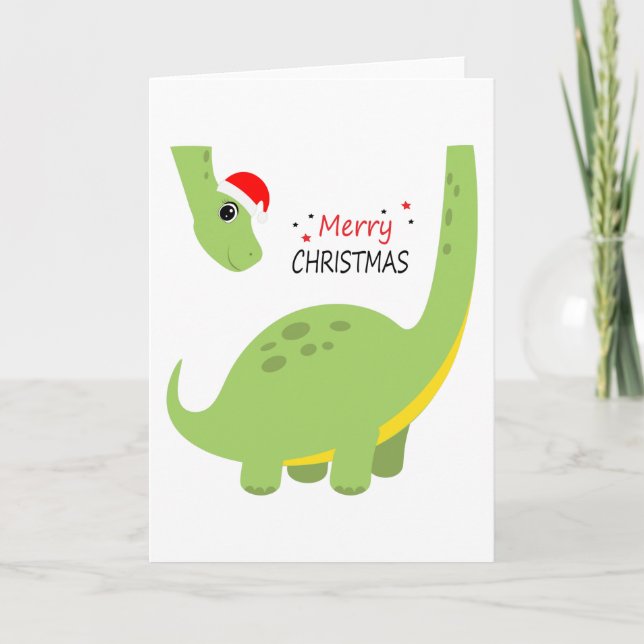 Carte Cadeau de Noël pour enfants dinosaure, décoration  (Devant)