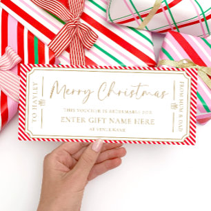 Carte cadeau de Noël Red Stripe