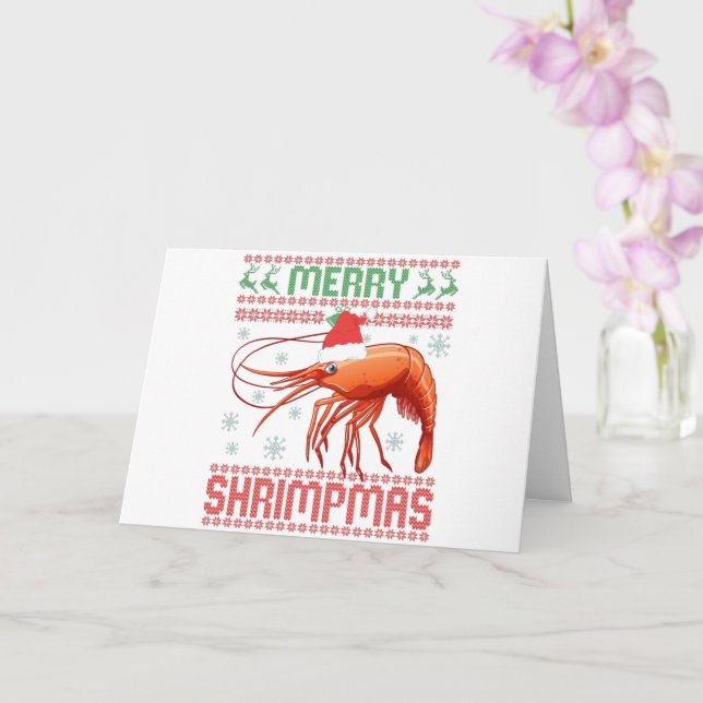 Carte Cadeau de pull de Noël marrant Shrimpmas (Orchidée)