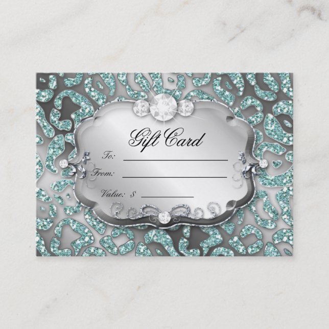 Carte cadeau de salon Bijoux Leopard Turquoise Spa (Devant)