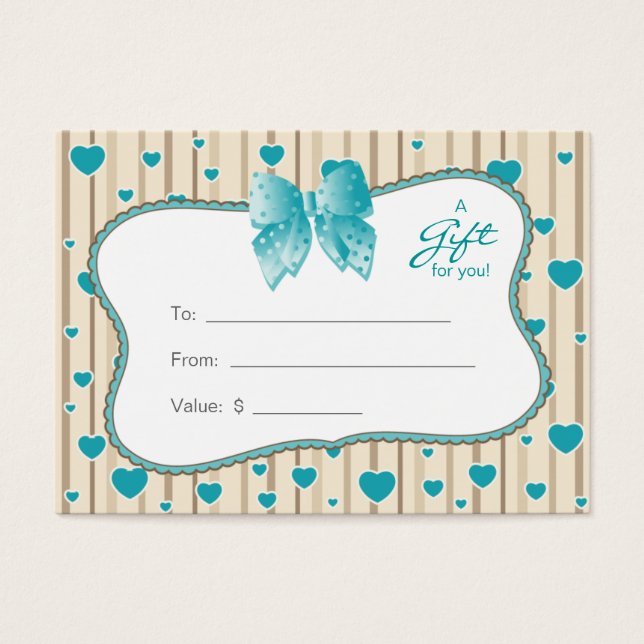 Carte cadeau de salon Spa Saint Valentin Coeurs bl (Devant)
