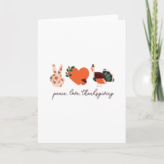 Carte Cadeau de Thanksgiving Paix Amour Dinde (Devant)