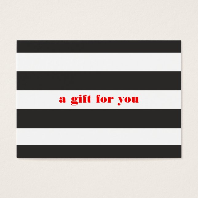 Carte cadeau de vacances simple rayé noir et blanc (Devant)