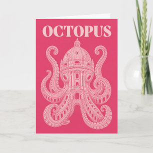 Carte Cadeau de vie marine minimaliste de poulpe océan c