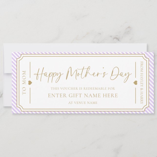 Carte cadeau de voucher pour la fête des mères vio (Devant)